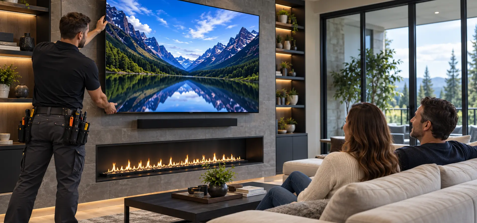 HDTV Installer Pros technician completing a premium television installation
